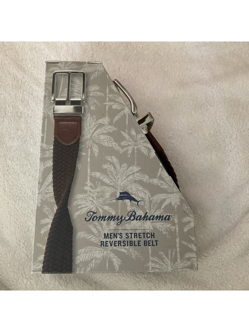 Tommy Bahama Men's Stretch Reversible Adjustable Braided Belt Brown Navy L/XL